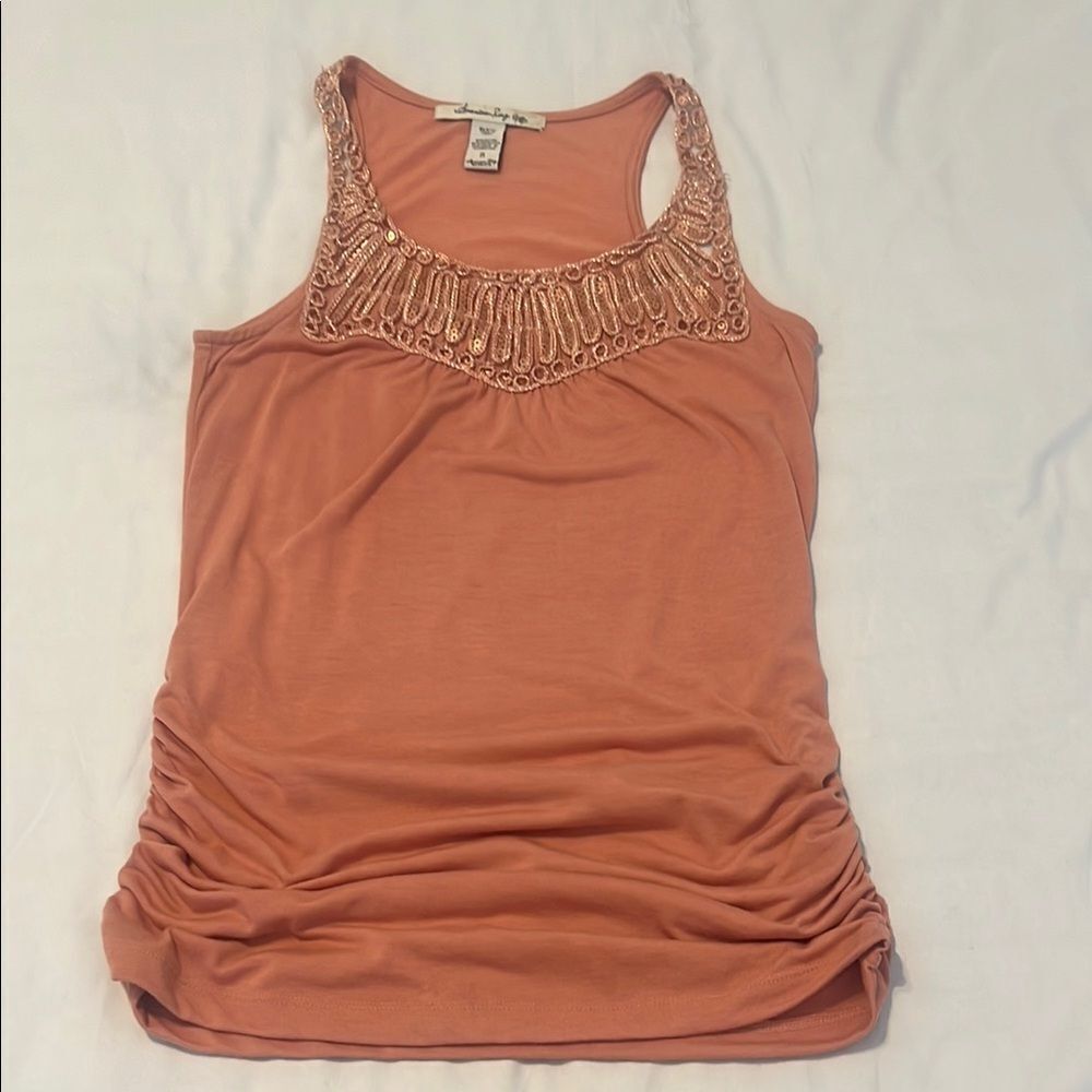 American Rag Embellished Rust Orange Tank Top - Picture 2 of 9